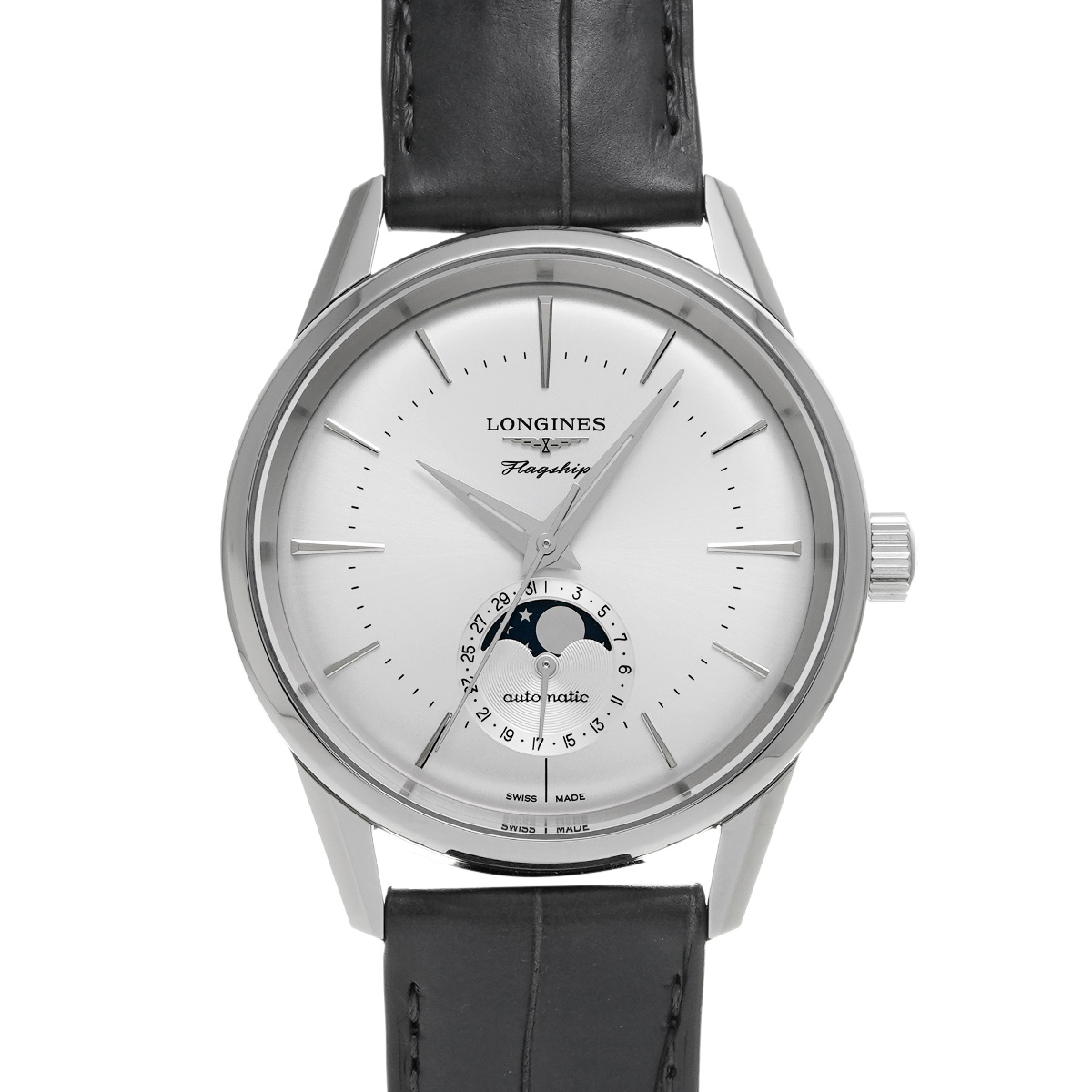 ロンジン フラッグシップ ヘリテージ ムーンフェイズ L4.815.4.72.2 シルバー メンズ 時計 【中古】【wristwatch】