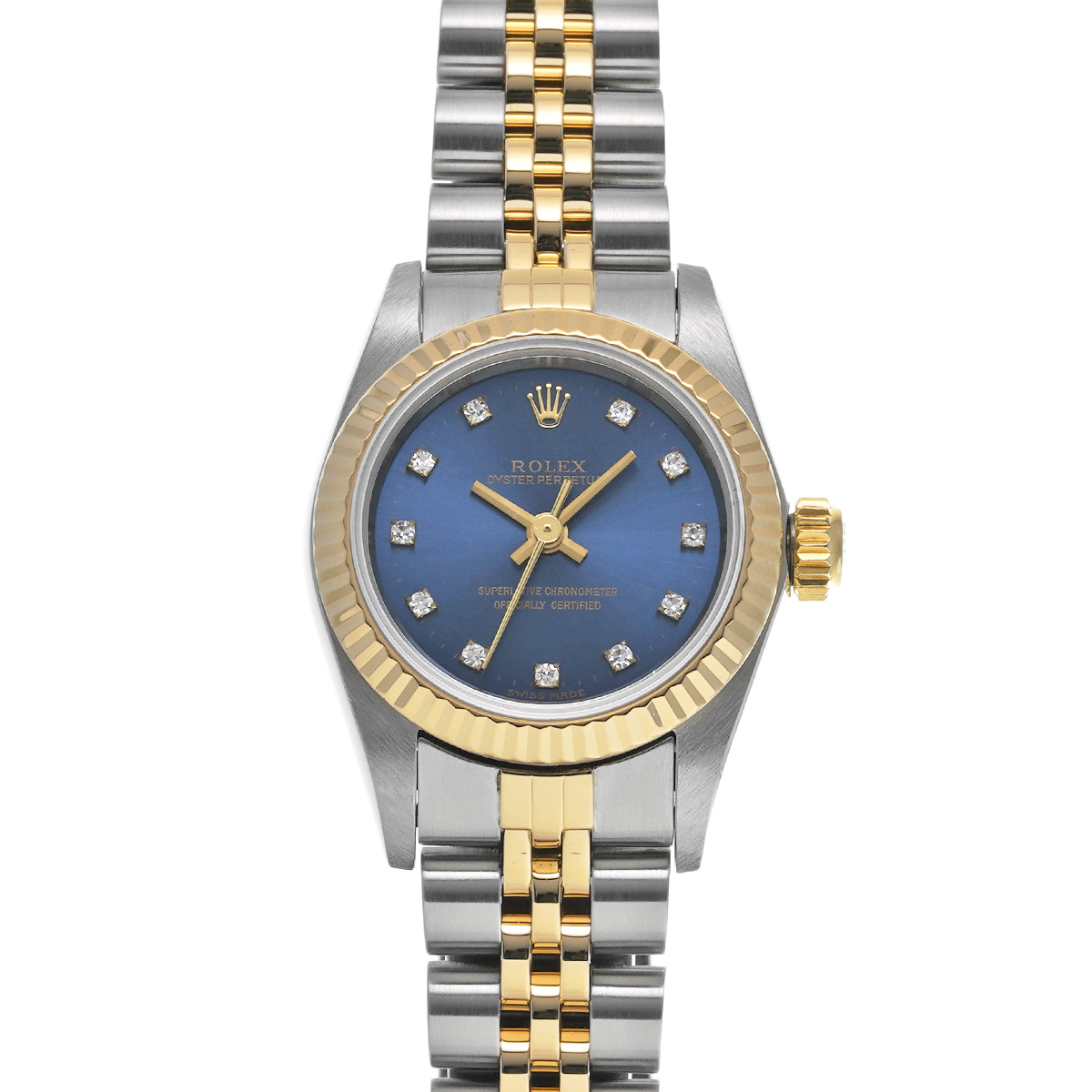 ロレックス オイスターパーペチュアル 67193G ブルー/ダイヤモンド レディース 時計 【中古】【wristwatch】