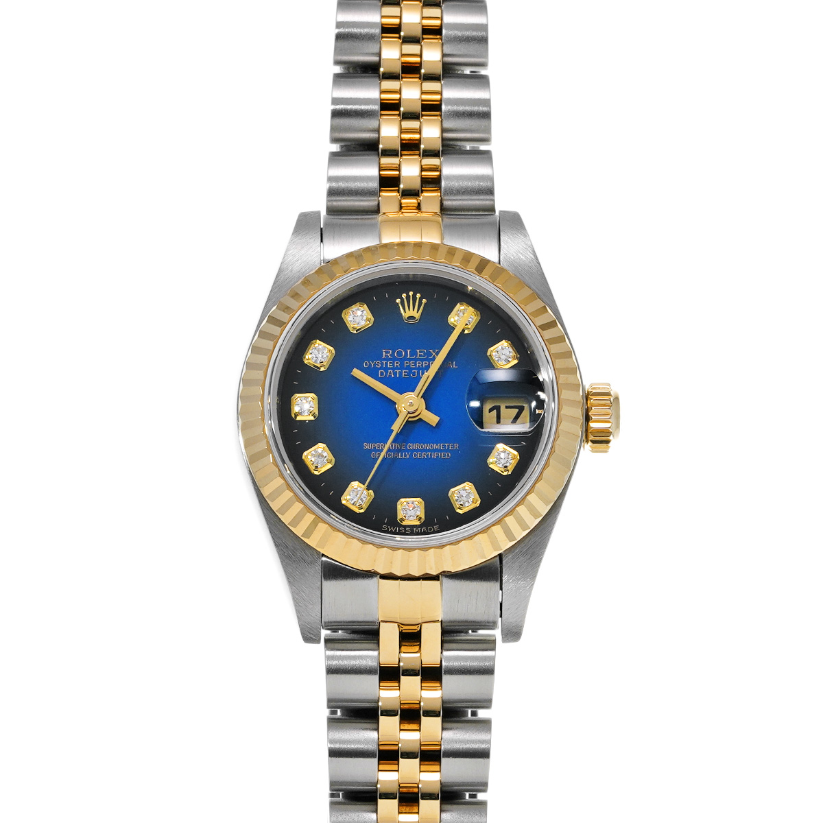 ロレックス デイトジャスト 79173G ブルー・グラデーション/ダイヤモンド レディース 時計 【中古】【wristwatch】