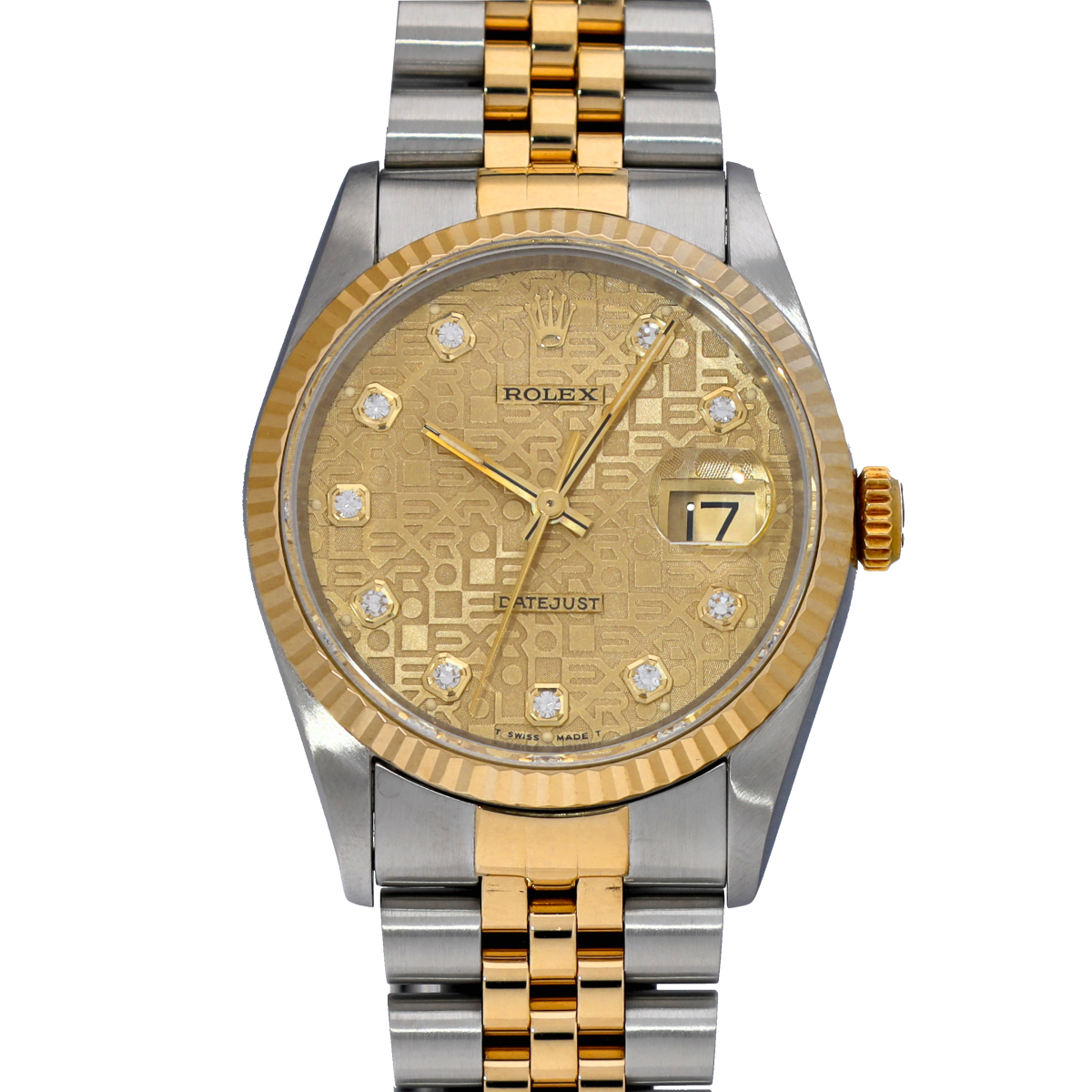 ロレックス デイトジャスト 16233G シャンパンコンピュータ/ダイヤモンド メンズ 時計 【中古】【wristwatch】