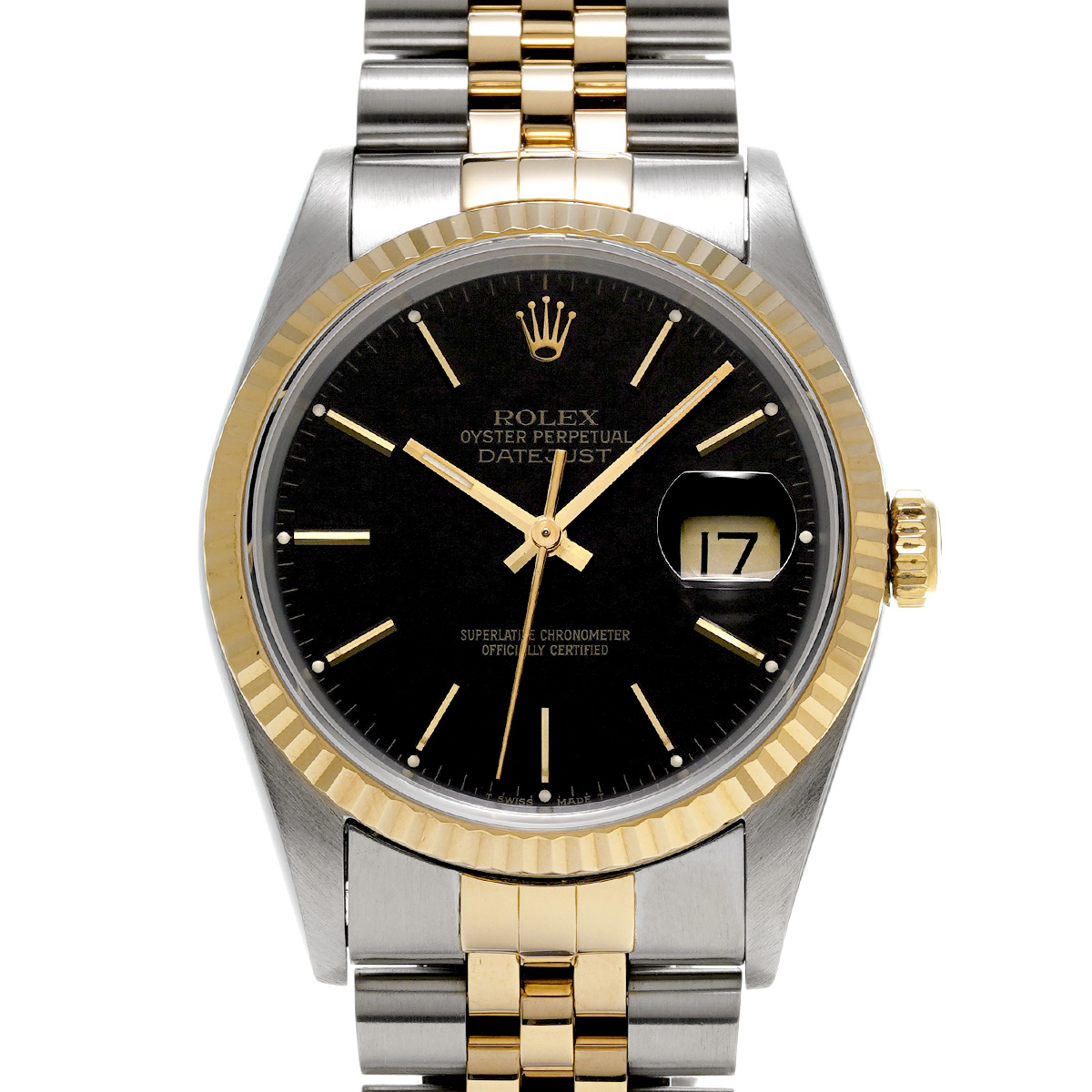 ロレックス デイトジャスト 16233 ブラック メンズ 時計 【中古】【wristwatch】