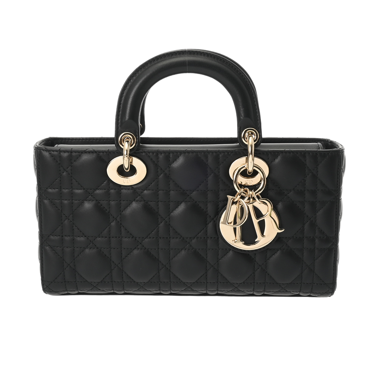 ディオール カナージュ LADY D-JOY ミディアムバッグ ブラック M0540ONGE_M900 ラムスキン レディース バッグ 【中古】【bag】