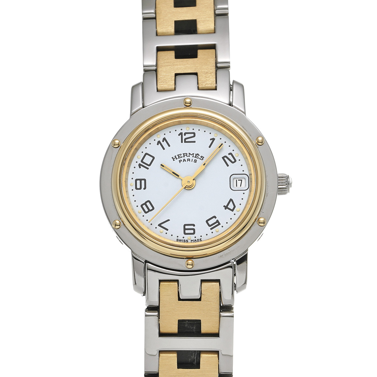 エルメス クリッパー CL4.220 ホワイト レディース 時計 【中古】【wristwatch】