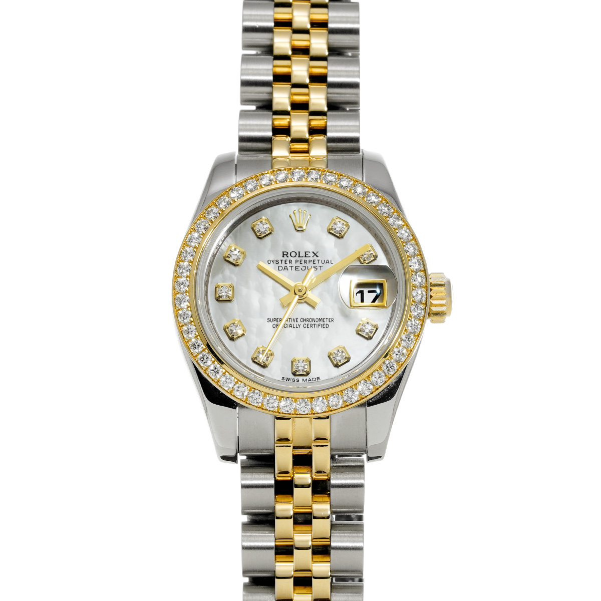 ロレックス レディ デイトジャスト 179383NG ホワイトシェル/ダイヤモンド レディース 時計 【中古】【wristwatch】