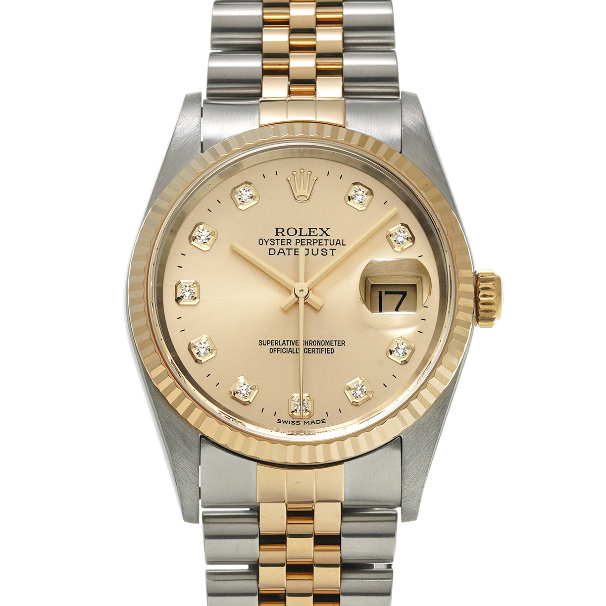 ロレックス デイトジャスト 36 16233G シャンパン/ダイヤモンド メンズ 時計 【中古】【wristwatch】