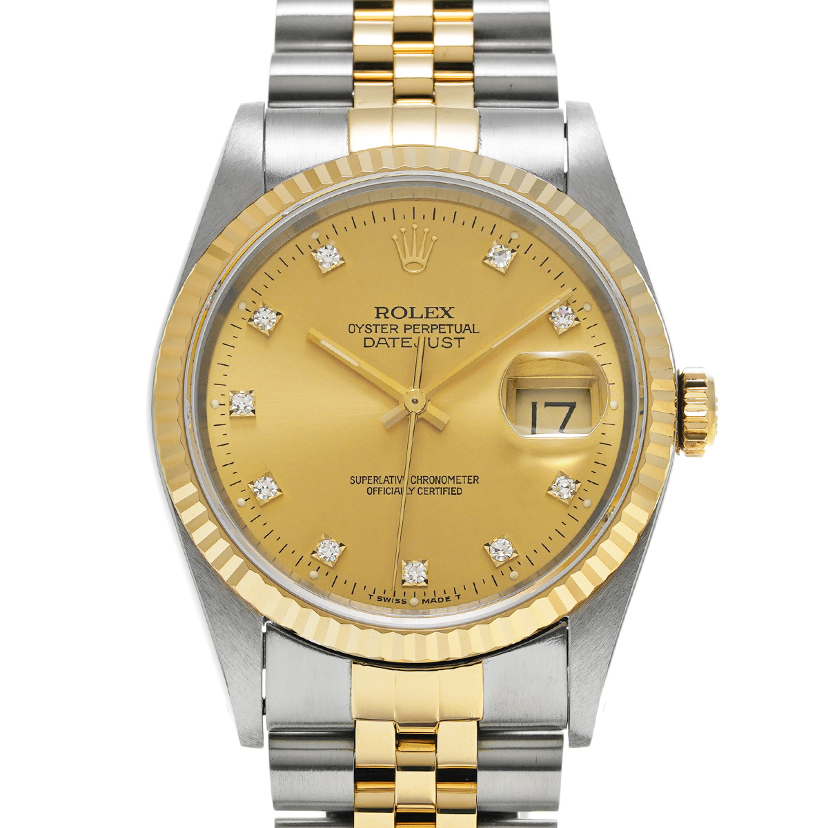 ロレックス デイトジャスト 16233G シャンパン/ダイヤモンド メンズ 時計 【中古】【wristwatch】