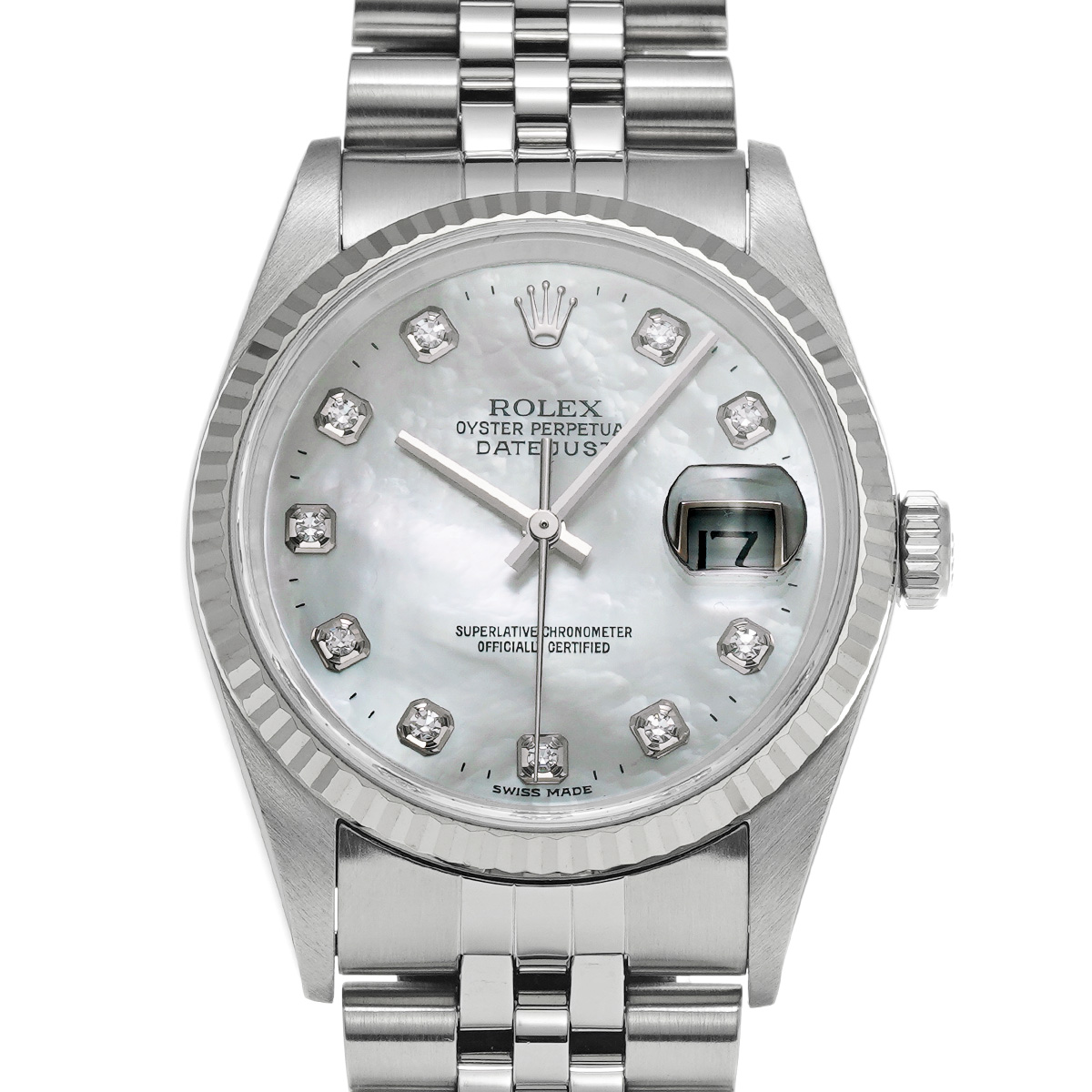 ロレックス デイトジャスト 16234NG ホワイトシェル/ダイヤモンド メンズ 時計 【中古】【wristwatch】