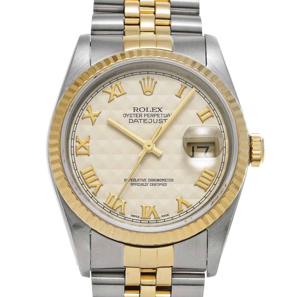 ロレックス デイトジャスト 16233 アイボリーピラミッド メンズ 時計 【中古】【wristwatch】