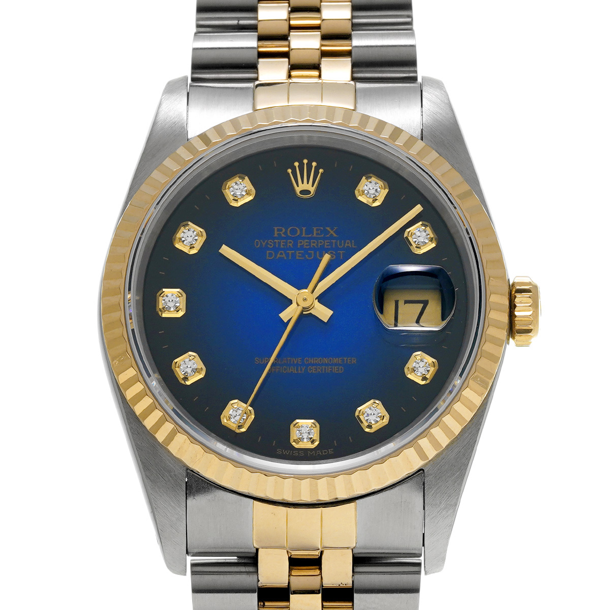 ロレックス デイトジャスト 16233G ブルー・グラデーション/ダイヤモンド メンズ 時計 【中古】【wristwatch】