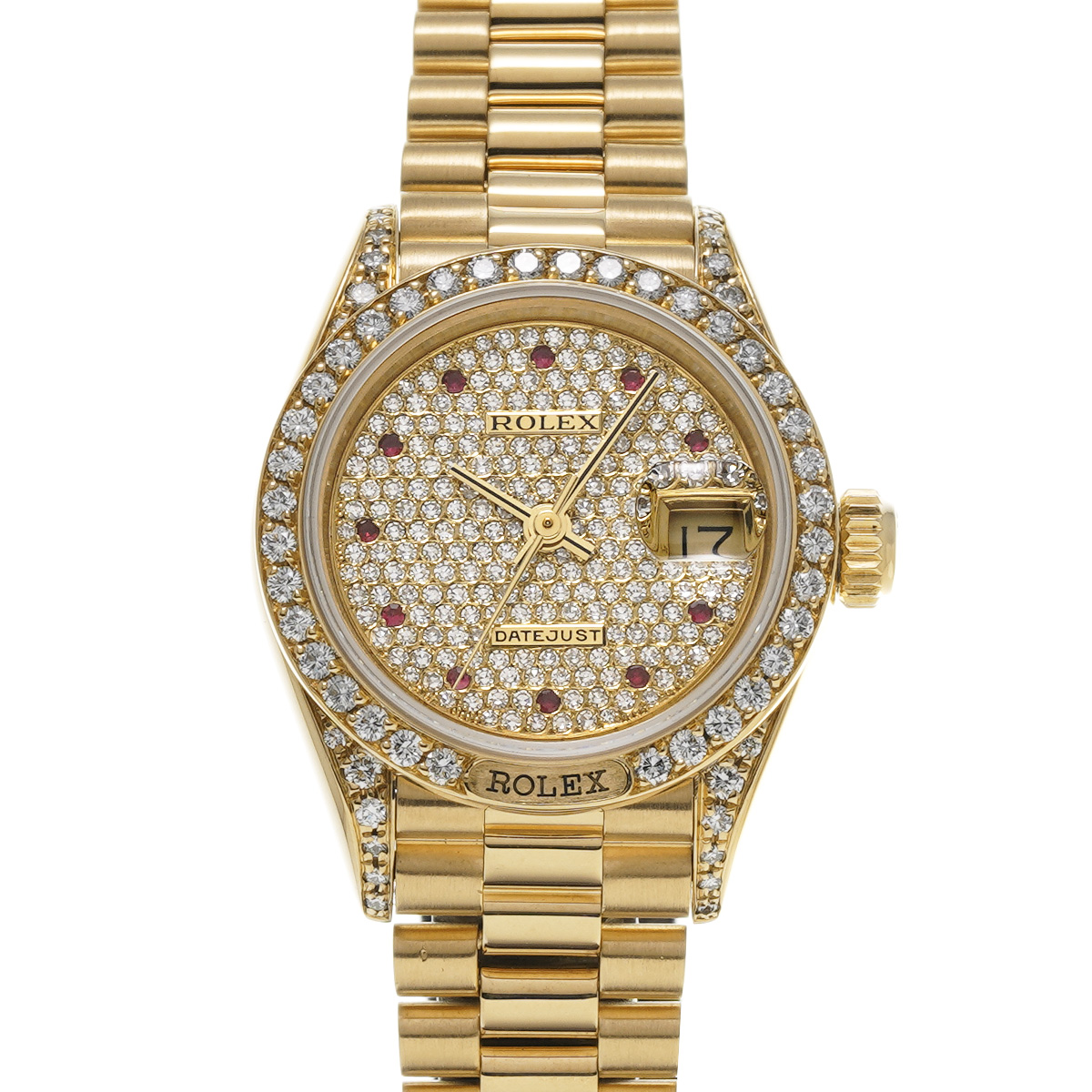 ロレックス デイトジャスト 69158ZR パヴェダイヤモンド/ルビー レディース 時計 【中古】【wristwatch】