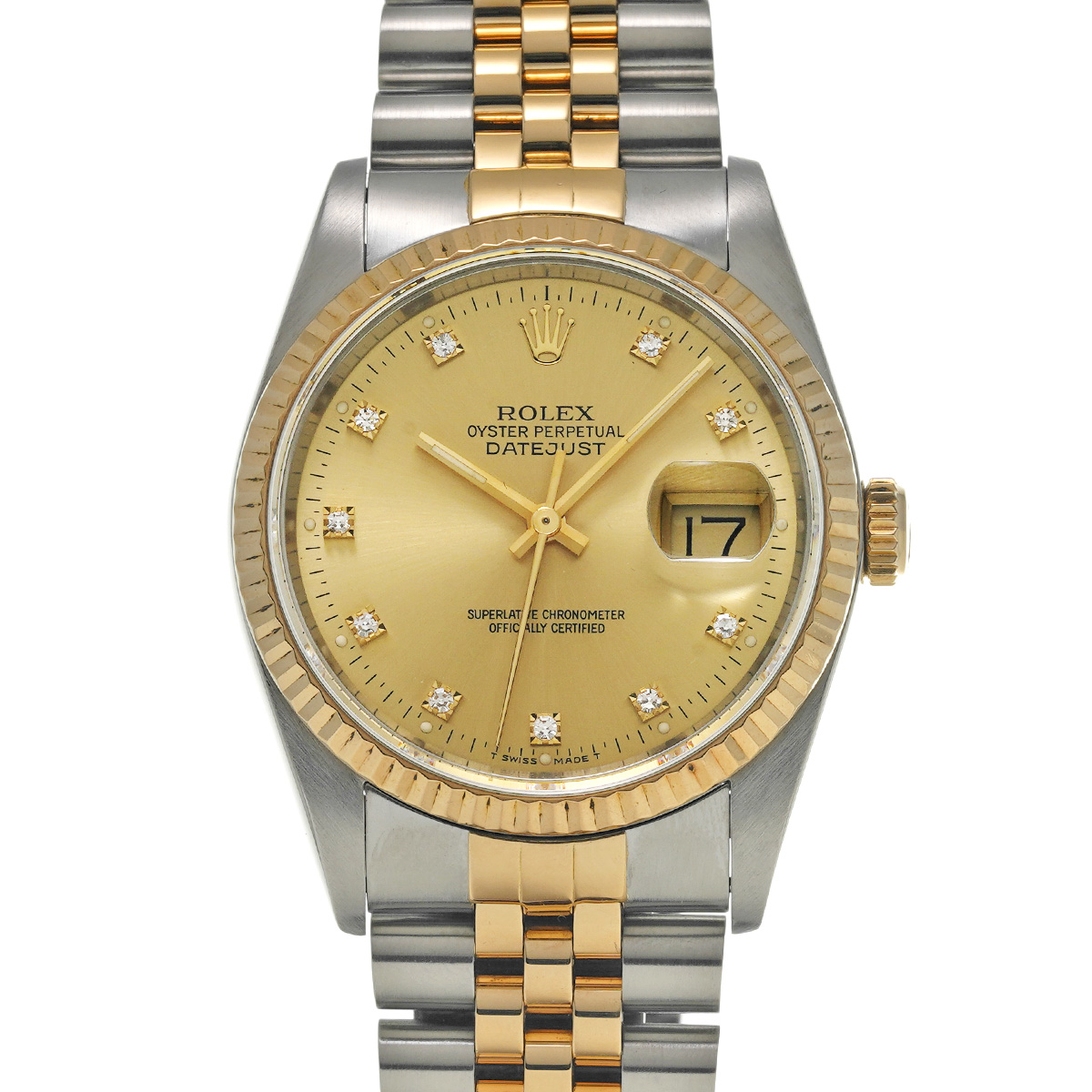 ロレックス デイトジャスト 36 16233G シャンパン/ダイヤモンド メンズ 時計 【中古】【wristwatch】