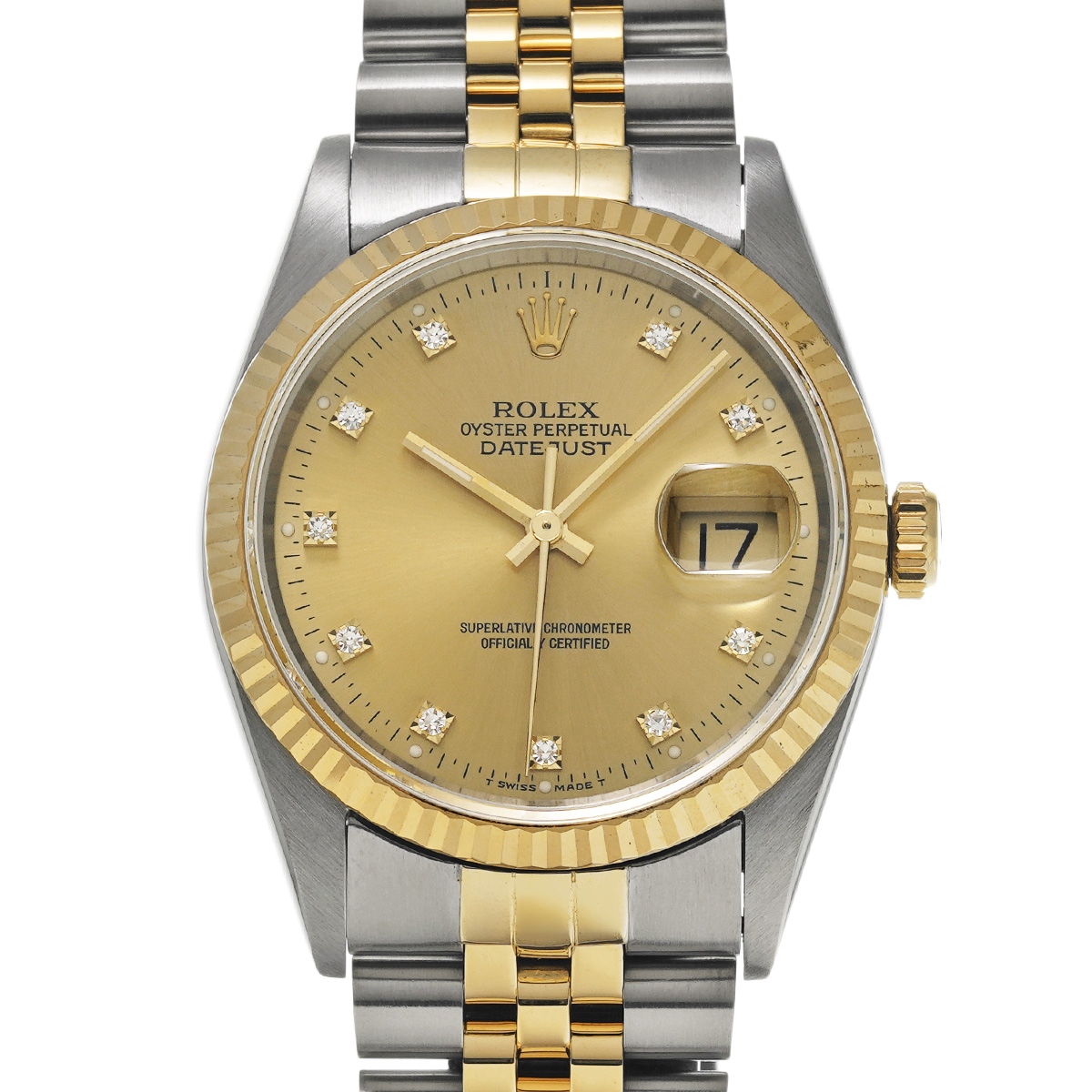 ロレックス デイトジャスト 16233G シャンパン/ダイヤモンド メンズ 時計 【中古】【wristwatch】