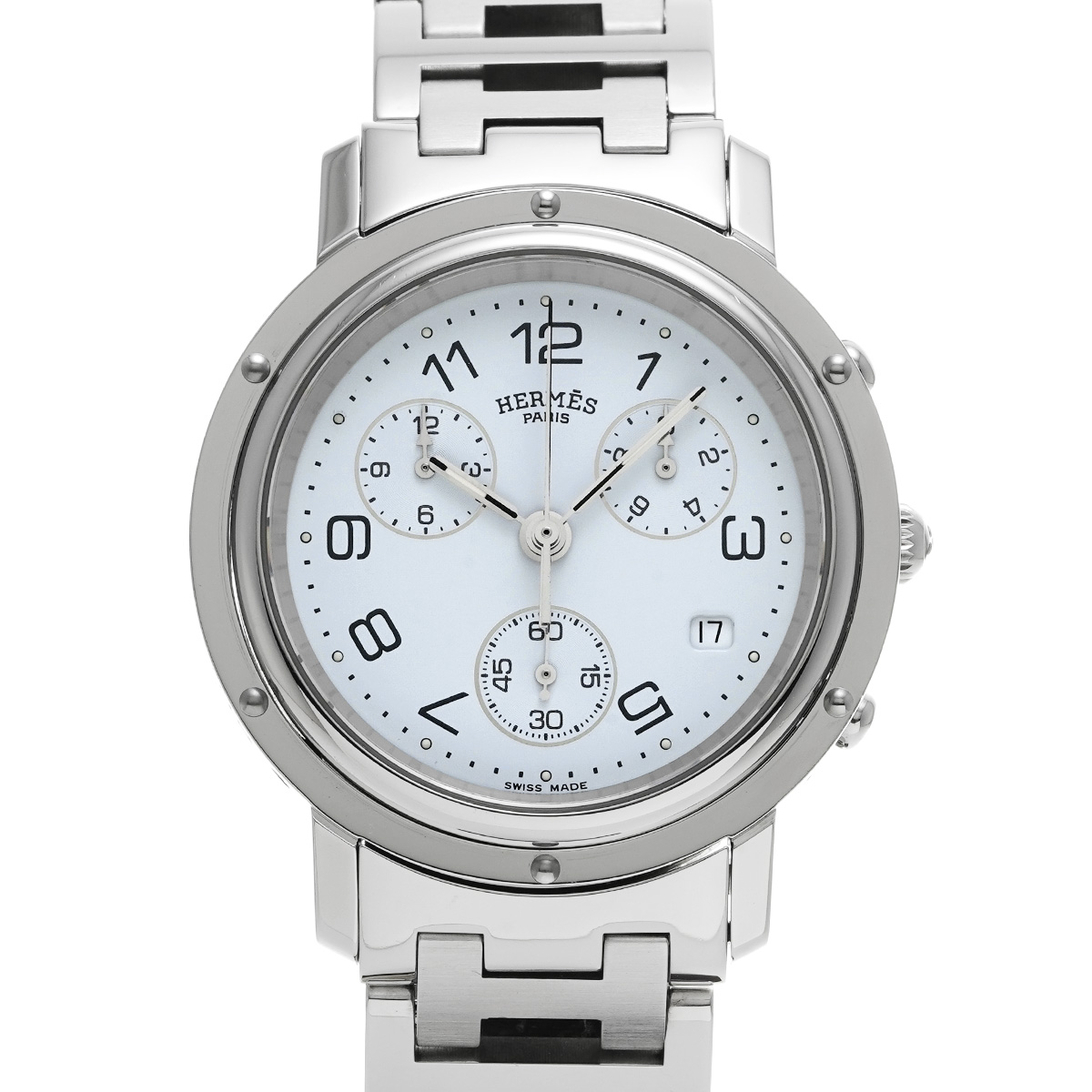 エルメス クリッパー クロノグラフ CL1.910 ブライトブルー メンズ 時計 【中古】【wristwatch】