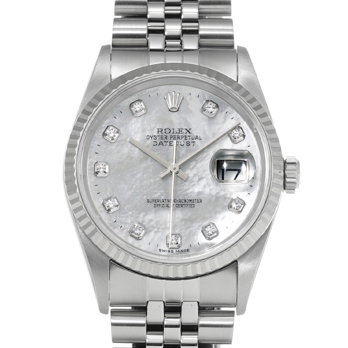 ロレックス デイトジャスト 16234NG ホワイトシェル/ダイヤモンド メンズ 時計 【中古】【wristwatch】