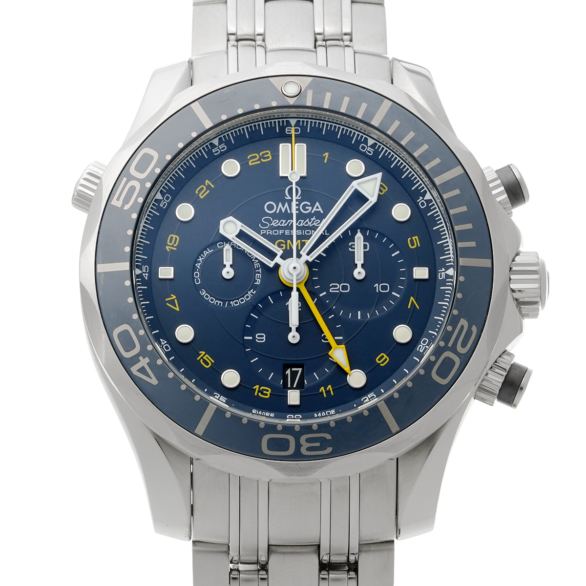 オメガ シーマスター ダイバー300M コーアクシャル GMT クロノグラフ 212.30.44.52.03.001 ブルー メンズ 時計 【中古】【wristwatch】