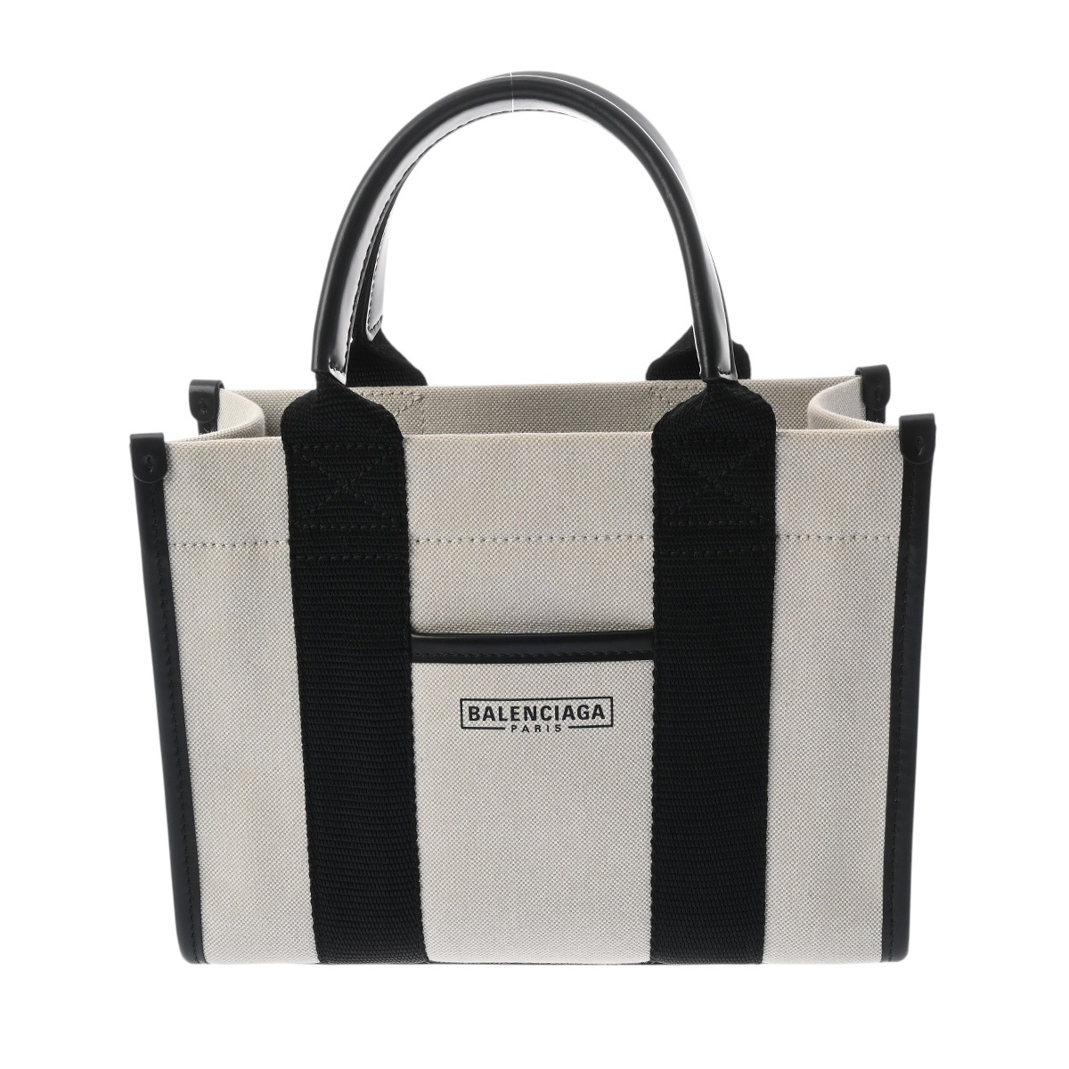 バレンシアガ ハードウェア トート XS ホワイト/ブラック 693662 キャンバス/レザー レディース バッグ 【中古】【bag】