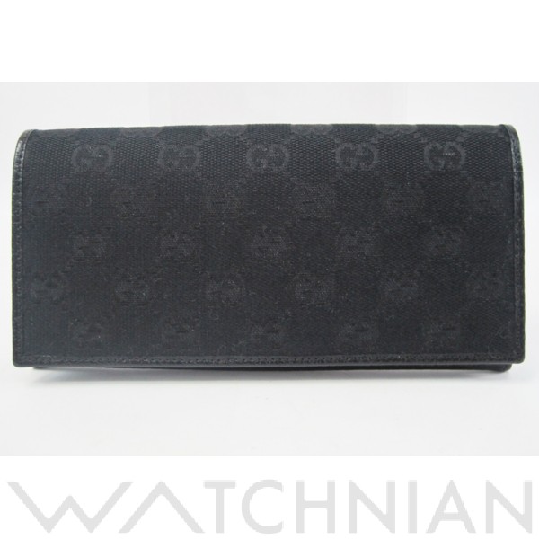グッチ ＧＵＣＣＩ 二つ折り財布 キャンパス 正規品 黒 - ブランド別