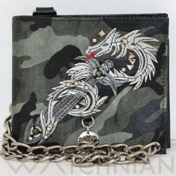 プラダ ドラゴンチェーンカモフラージュ二つ折り財布柄デザインその他