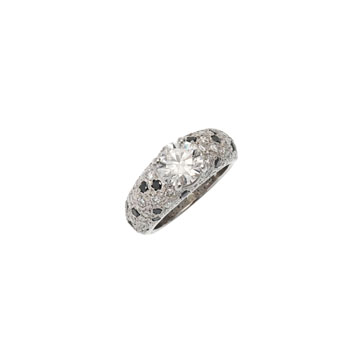 ノーブランド ダイヤ1.513ct ブラックダイヤ 一粒ダイヤ ハーフエタニティ Pt900プラチナ レディース ジュエリー 【jewelry】