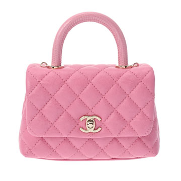 シャネル マトラッセ トップハンドル XXS 2WAY ピンク AS2215 キャビアスキン/リザード レディース バッグ 【bag】