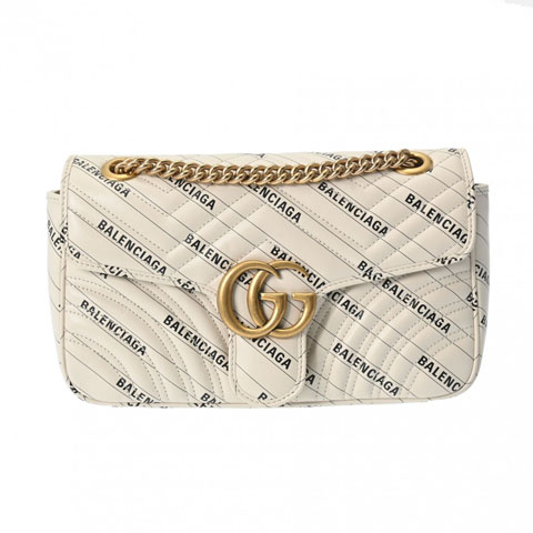 グッチ GGマーモント バレンシアガコラボ スモールショルダー アイボリー 443497 レザー レディース バッグ 【bag】