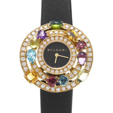 ブルガリ アストラーレ チェルキ  ダイヤベゼル 新品ベルト 36.8g AE36G/AE36D2CBL ブラック レディース 時計 【wristwatch】