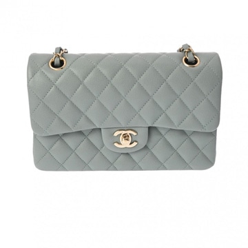 シャネル マトラッセ チェーンショルダー 23cm Wフラップ ブルーグレー キャビアスキン レディース バッグ 【bag】
