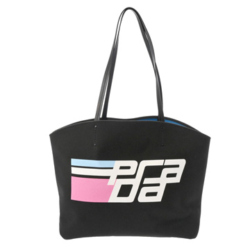 プラダ ロゴプリント ブラック/ブルー キャンバス レディース バッグ 【bag】