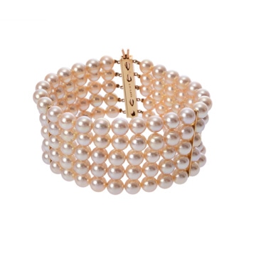 ミキモト 5連ブレスレット アコヤパール ダイヤ 0.05ct ホワイト/ゴールド K18イエローゴールド YG レディース ジュエリー 【jewelry】