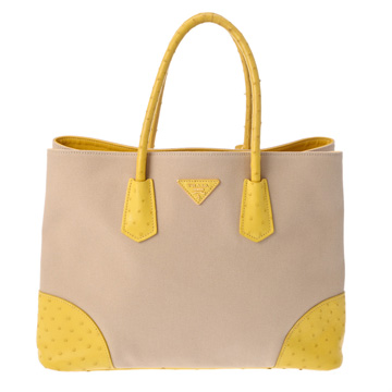 プラダ イエロー ジャガード/オーストリッチ レディース バッグ 【bag】