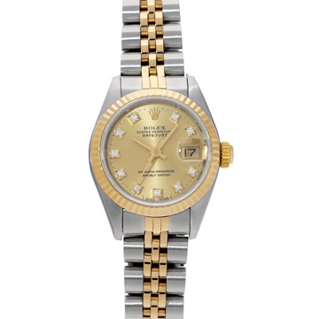 ロレックス デイトジャスト 10Pダイヤ 69173G シャンパン/ダイヤモンド レディース 時計 【wristwatch】