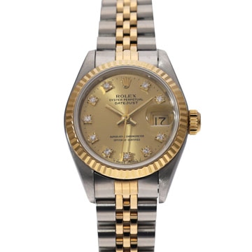 ロレックス デイトジャスト 10Pダイヤ 69173G シャンパン/ダイヤモンド レディース 時計 【wristwatch】