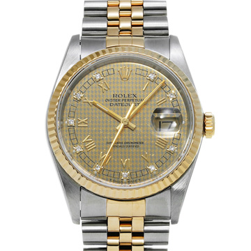 ロレックス デイトジャスト 16233G シャンパンハウンズトゥース/ダイヤモンド メンズ 時計 【wristwatch】
