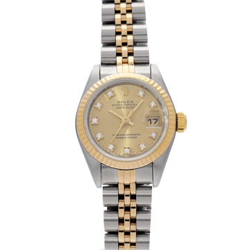 ロレックス デイトジャスト 10Pダイヤ 69173G シャンパン/ダイヤモンド レディース 時計 【wristwatch】