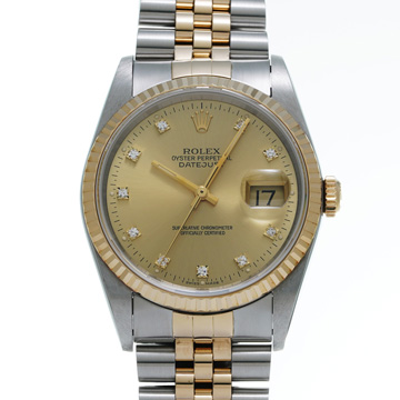 ロレックス デイトジャスト 10Pダイヤ 16233G シャンパン/ダイヤモンド メンズ 時計 【wristwatch】