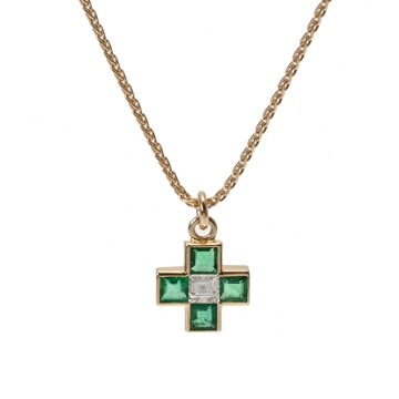 ブルガリ クロス エメラルド ダイヤ K18イエローゴールド YG レディース ジュエリー 【jewelry】