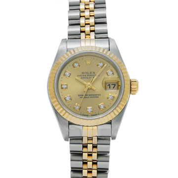 ロレックス デイトジャスト 10Pダイヤ 69173G シャンパン/ダイヤモンド レディース 時計 【wristwatch】