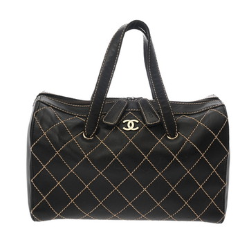 シャネル ワイルドステッチ ボストンバッグ ブラック レザー レディース バッグ 【bag】