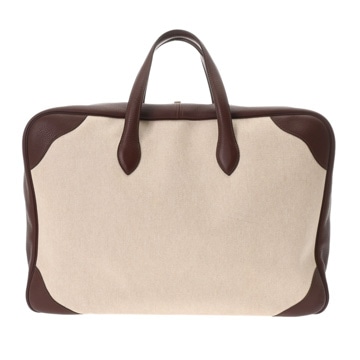 エルメス ヴィクトリア 50 ボストンバッグ エクリュ/ルージュアッシュ トリヨンクレマンス/トワルアッシュ ユニセックス バッグ 【bag】