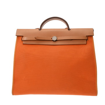 エルメス エールバッグ ジップ MM 2WAY オレンジ/ナチュラル ヴァッシュハンター/トワルオフィシェ ユニセックス バッグ 【bag】