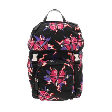 プラダ バックパック　ハート ブラック/ピンク 2VZ135 ナイロン/レザー メンズ バッグ 【bag】