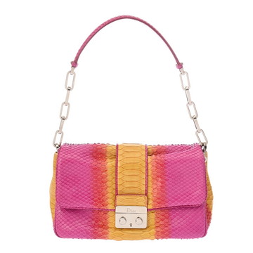 クリスチャンディオール ニューロックチェーンショルダー パープル/オレンジ/イエロー パイソン レディース バッグ 【bag】