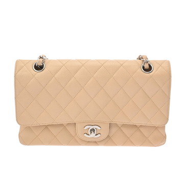 シャネル マトラッセ チェーンショルダー 25cm Wフラップ ベージュ A01112 キャビアスキン レディース バッグ 【bag】