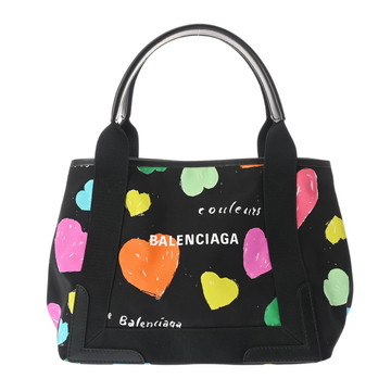 バレンシアガ ネイビーカバス S ハート柄 ブラック/マルチカラー 339933 キャンバス/レザー レディース バッグ 【bag】