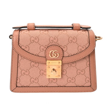 グッチ ミニトップハンドルバッグ  ピンク キャンバス/レザー レディース バッグ 【bag】