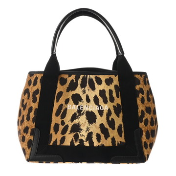 バレンシアガ ネイビーカバス S レオパード ベージュ 339933 キャンバス/レザー レディース バッグ 【bag】