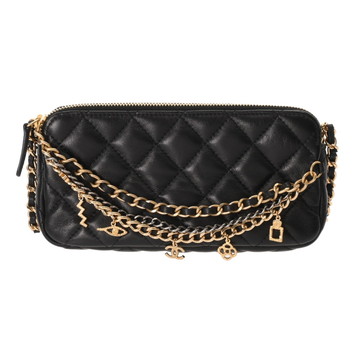 シャネル マトラッセ フォンケース ショルダーダブルジップ ブラック ラムスキン レディース バッグ 【bag】