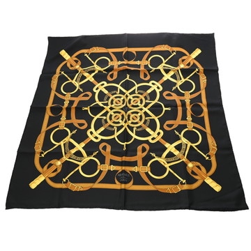 エルメス カレ90 EPERON DOR ブラック/ゴールド シルク100％ レディース 【other】