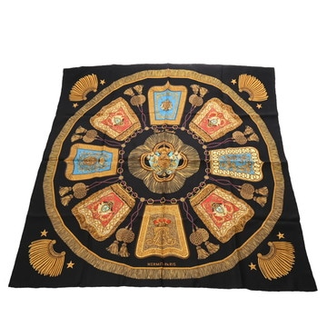 エルメス カレ90 POSTE ET CAVALERIE ブラック/マルチ シルク100％ レディース 【other】