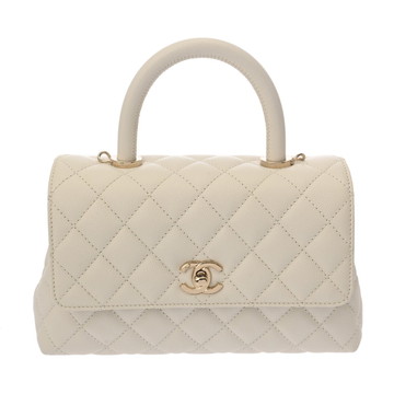 シャネル マトラッセ トップハンドルフラップ XS 2WAY ホワイト A92990 キャビアスキン レディース バッグ 【bag】